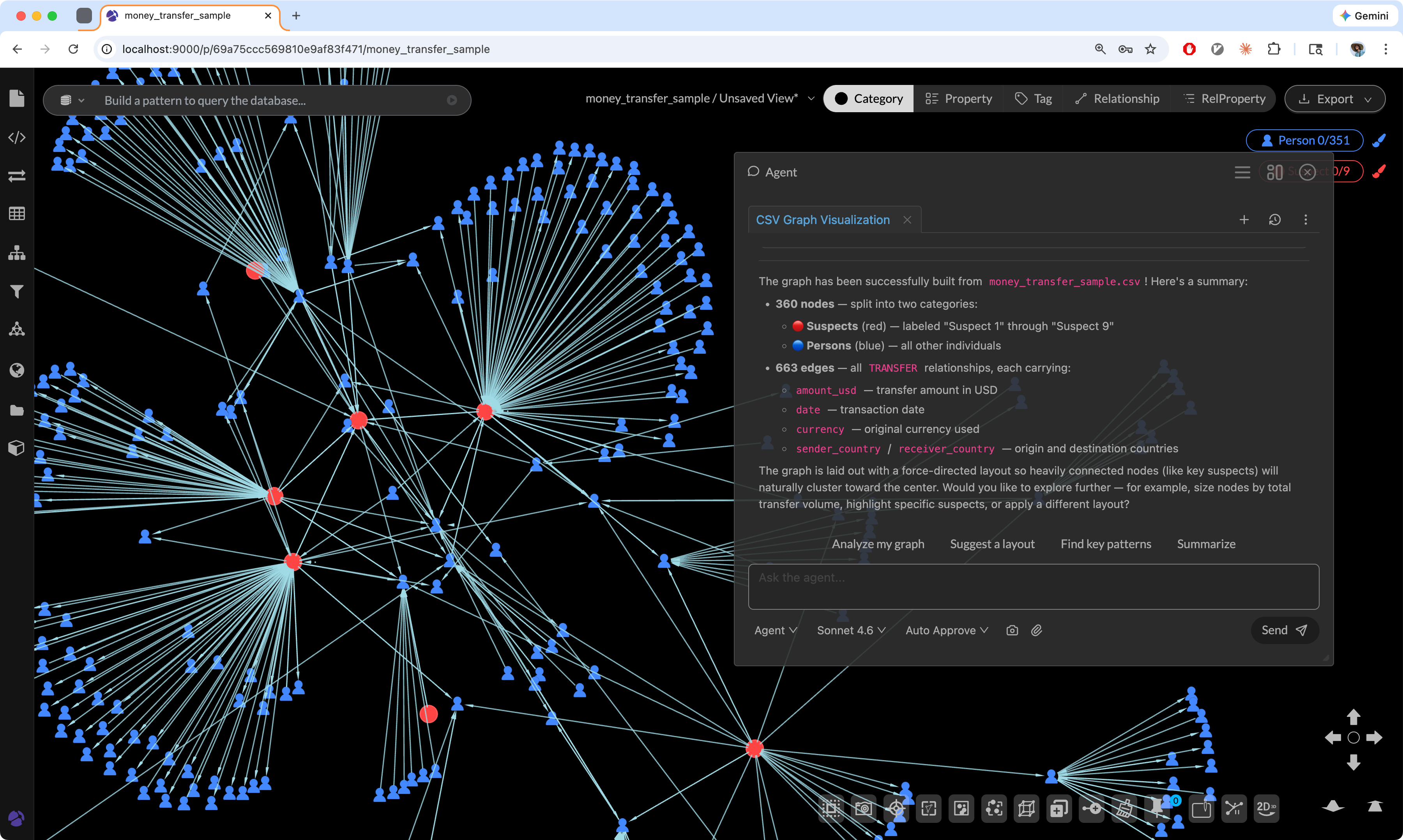 Using GraphXR Agent to create a graph and dashboard from CSV