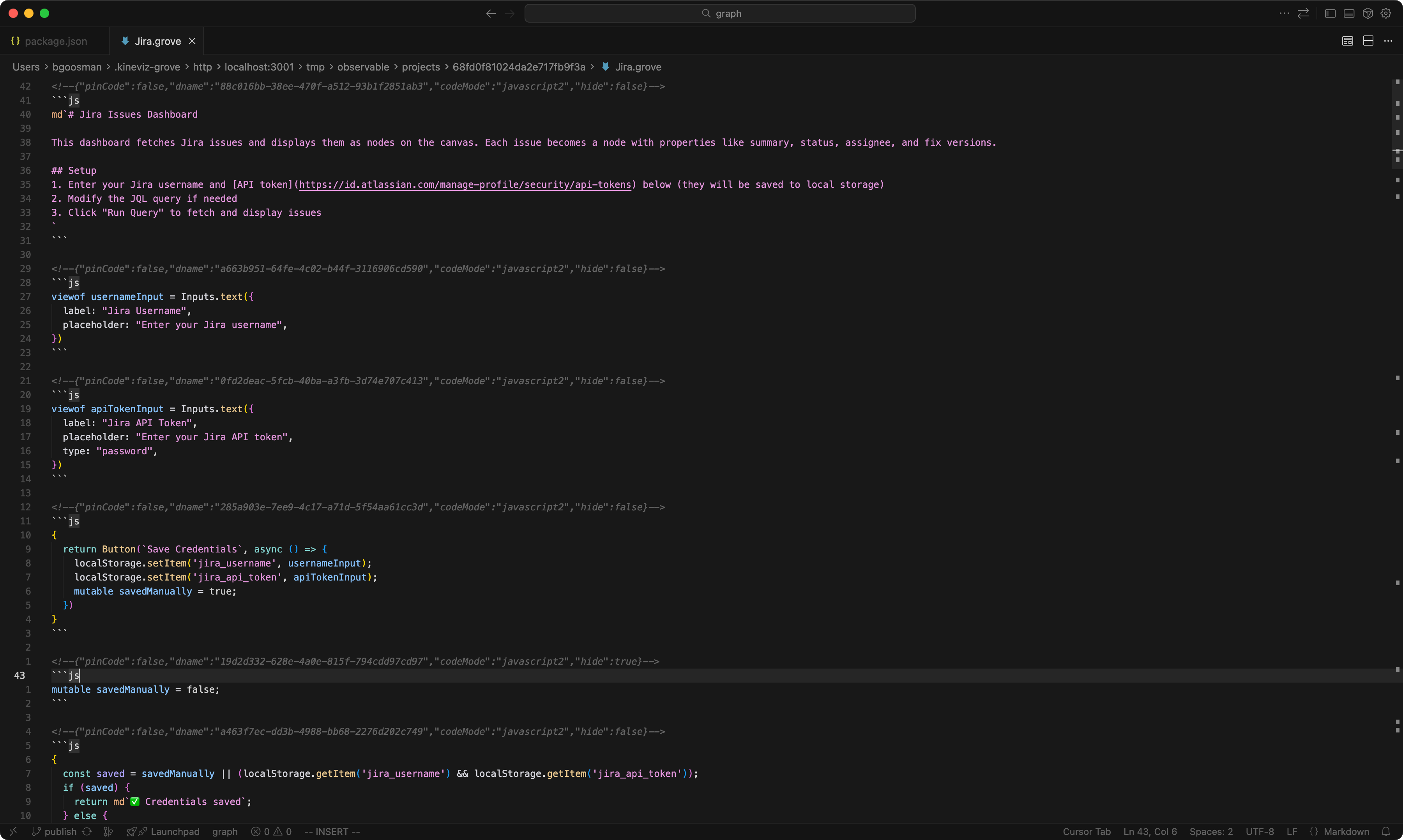 Editing the Jira dashboard in Cursor