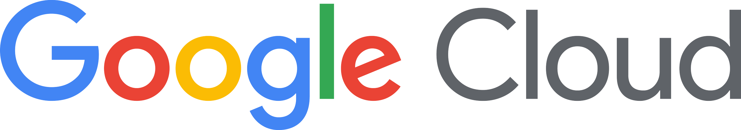 Google Cloud logo in multicolors with the words Google Cloud in a stylized font.